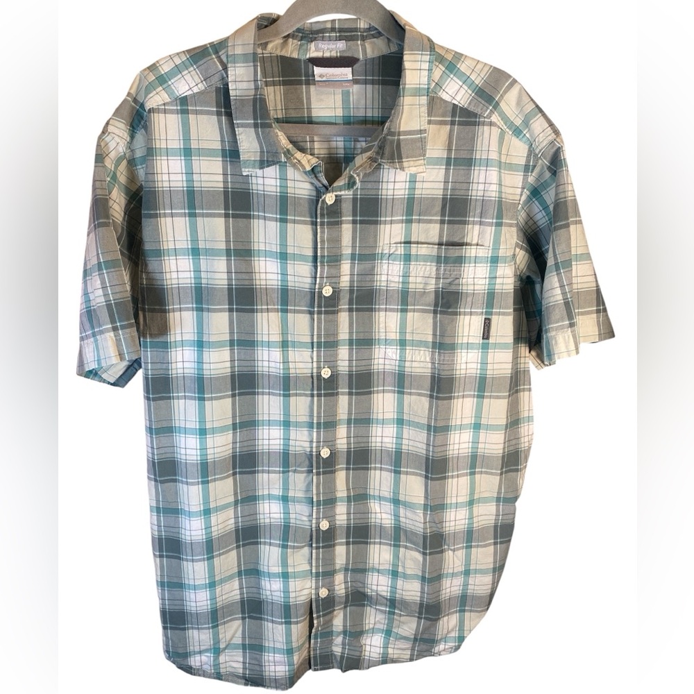 Columbia Men’s Plaid Short Sleeve Button-Down Shirt XXL Regular Fit 100% Cotton